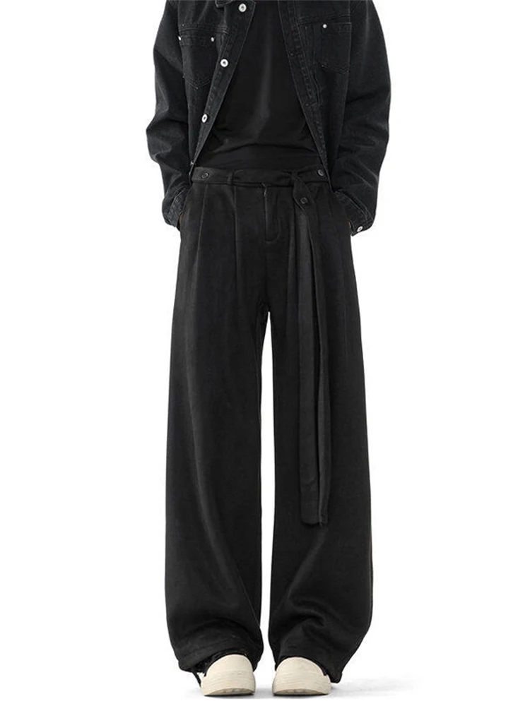 

Мужские широкие брюки Neapolitan, весна-осень, модные, брендовые, с эффектом «тяжелого лезвия», повседневные, прямые, с карманами