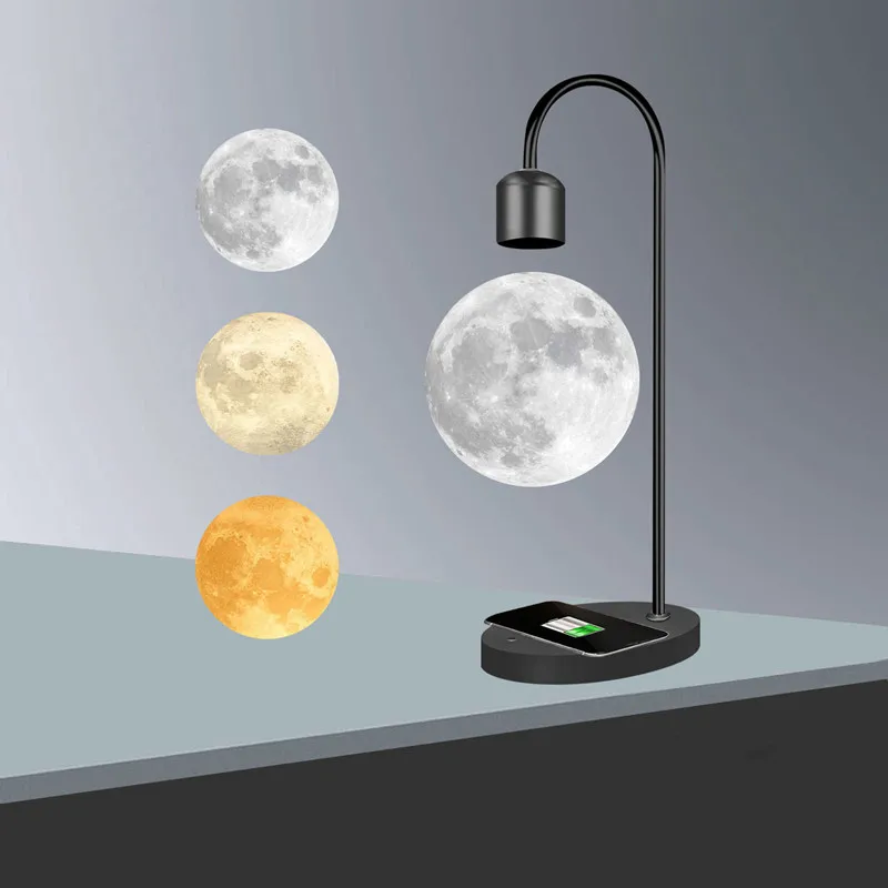 

Hot-selling 3D printing colorful suspended magnetic latest rotating moon light floating ball living room bedroom DIY decorations