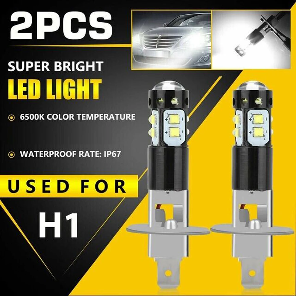 2Pcs H1 H3 LED Car Headlight 9005 9006 H8 H9 H11 H16 3200Lm 12V 100W 880 6000K White High Low Beam Fog Lamps Light Bulbs