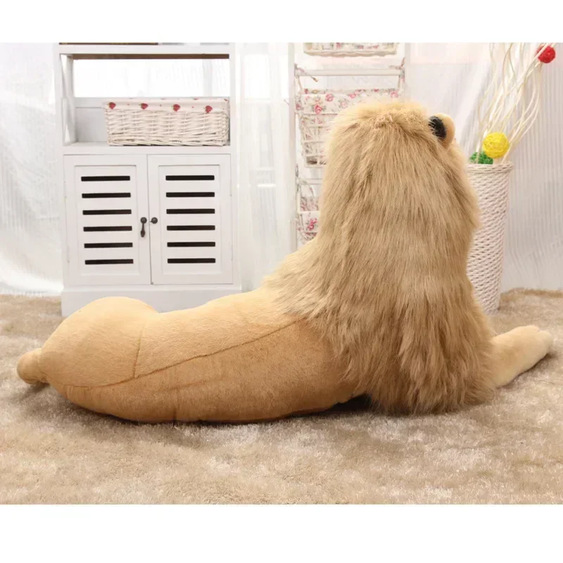 110cm Cool Lying Lion King Stuffed Plush Doll Throw Pillow Simulation Animals Model Home Decoration Birthday Gift Kids Toy