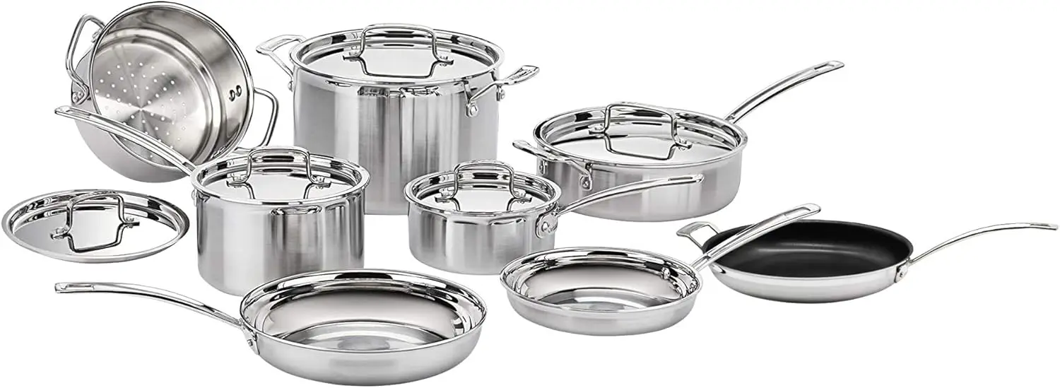 13 Piece Cookware Set, Multiclad Pro Triple Ply, Silver, Mcp-13N