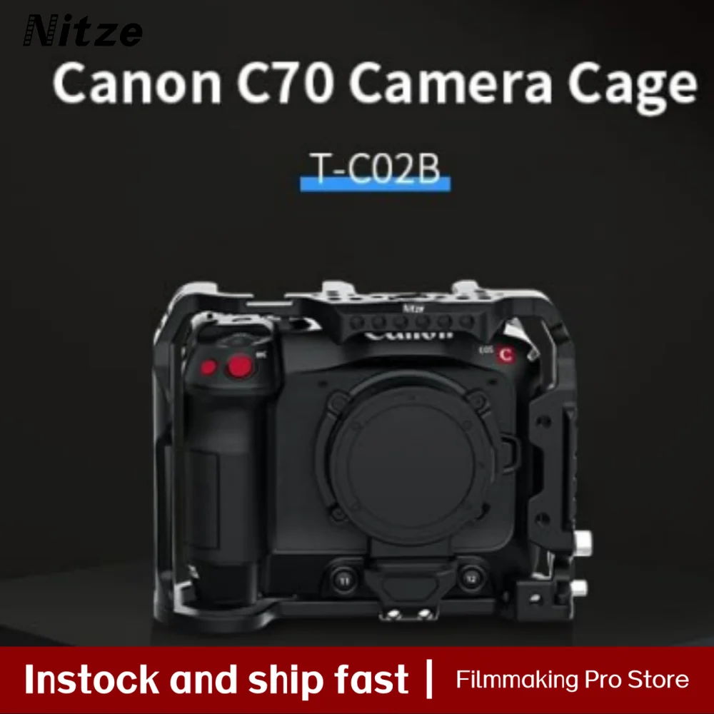 

NITZE Camera Cage for Canon EOS C70 Camera with PE20 HDMI Cable Clamp, Built-in Lens Adapter Support and NATO Rail