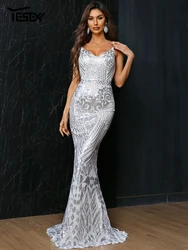 Yesexy Women Summer Dress Sexy Off Shoulder Sequin Dresses Female Backless Maxi Elegant Party Dress Vestdios Evening Dress