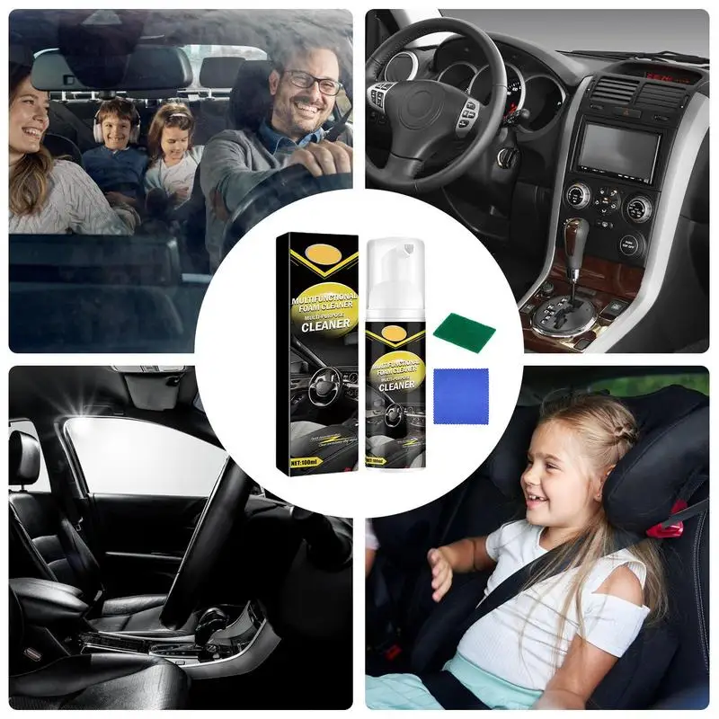 

Car Interior Cleaning Kit 100ml Waterproof UV resistant Refurbish Agent with Cleaning Cloth Portable Cleaning Kit for Dashboard