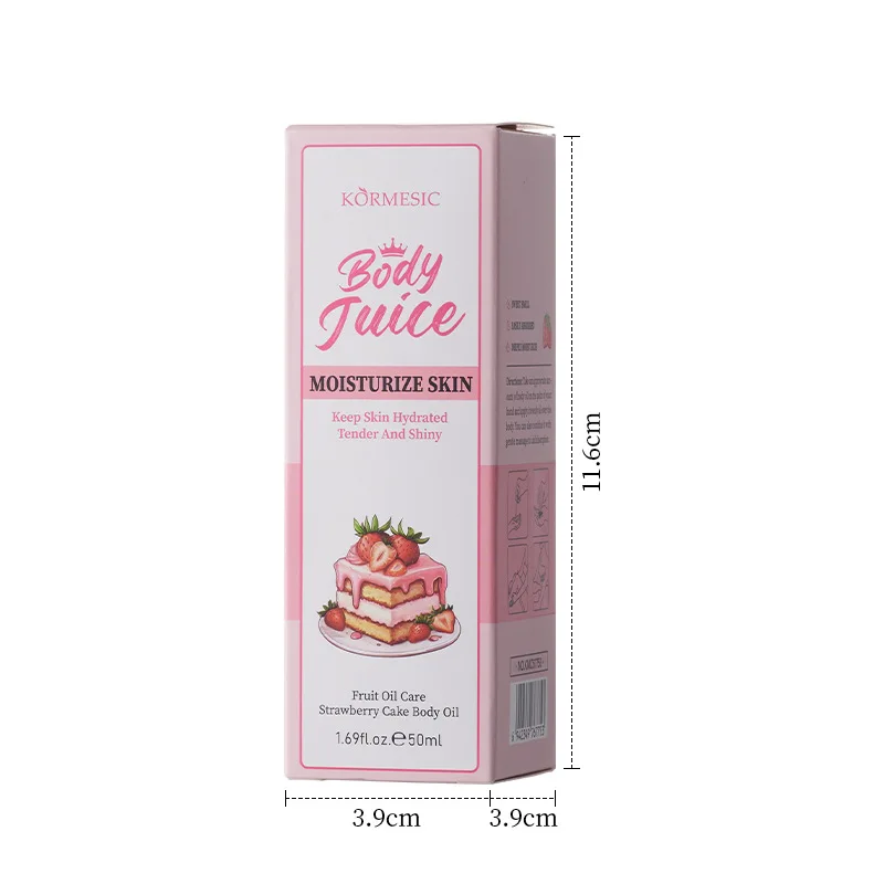 KORMESIC Strawberry Cake Body Oil - Hydrating Moisturizing Nourishing Skin Long-lasting Sweet Fragrance For All Skin Types