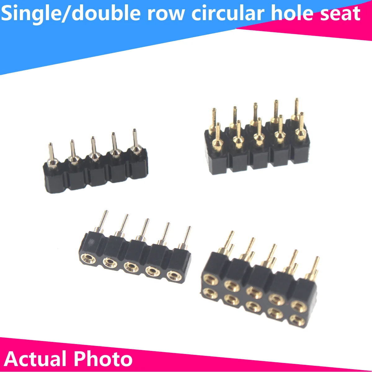 

5/10pcs/lot 1*2/3/4/5/6/7/8P 2*2/3/4/5/6/7/8P Female Header 2.54 Round Female Pin Header Connector Hole Single Inline Row Needle