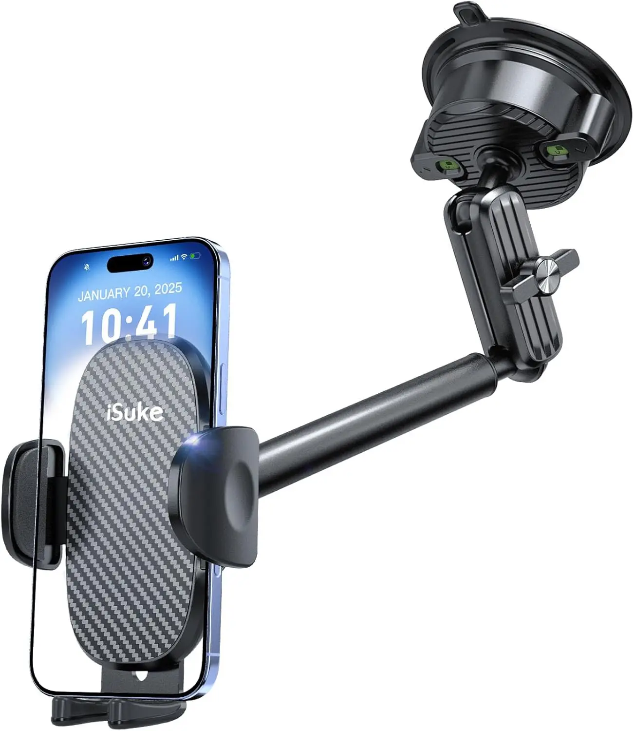 

Car Phone Mount with 80LBS Suction, Aluminum Alloy Holder for 4-7 Inch Smartphones Dashboard Windshield