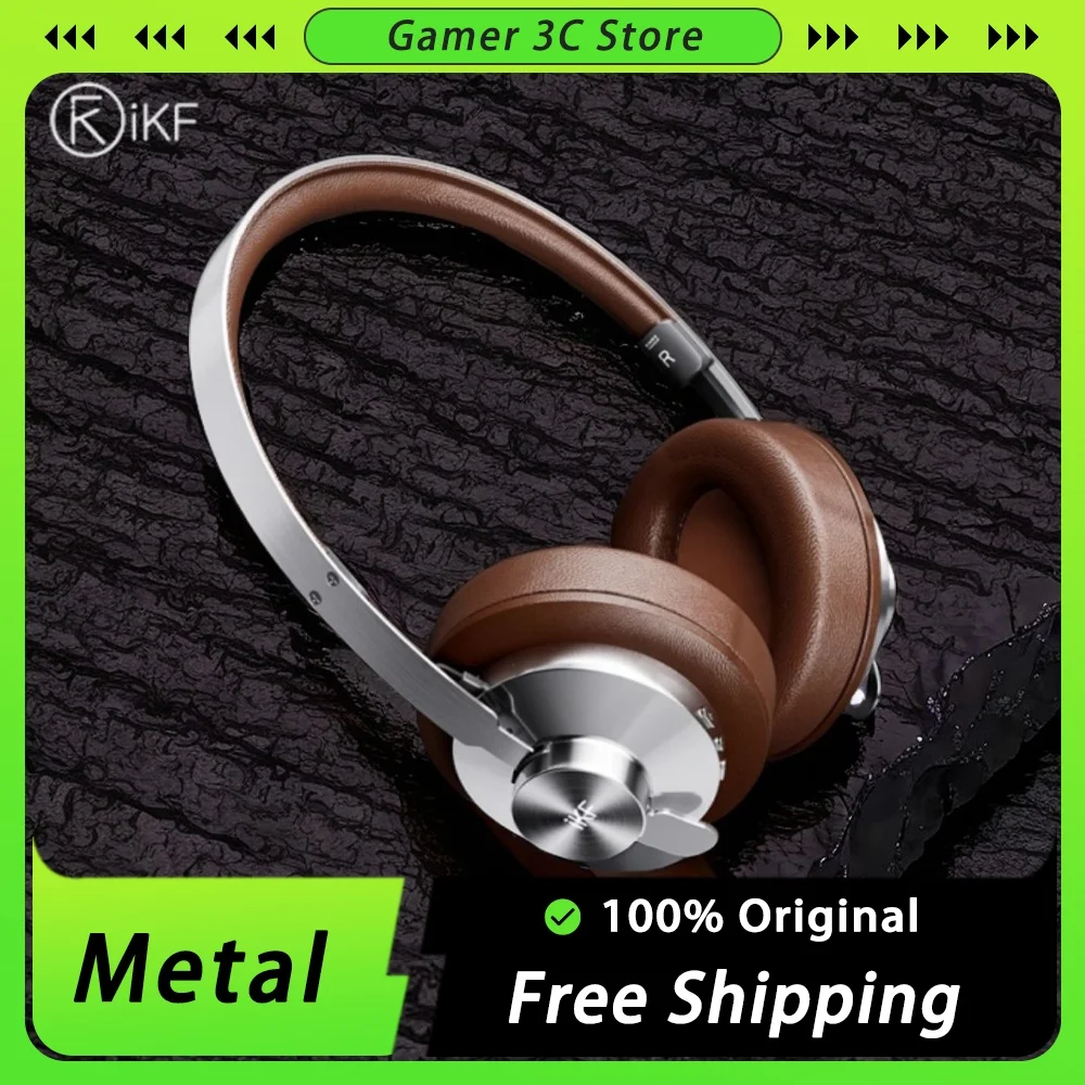 IKF Metal Headphones Wireless HiFi Metal Noise Reduction Retro Headset Long Range Sports Gaming Bluetooth Earphones Custom Gifts