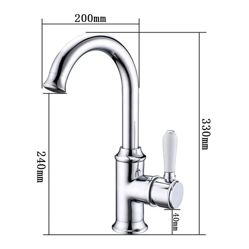 

Washbasin, sink, balcony, hot and cold faucet, household swan shank rotatable pure copper basin faucet
