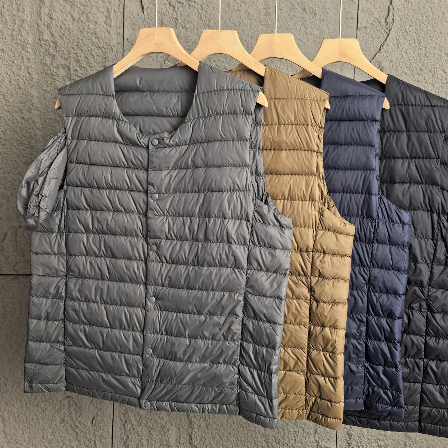 

Busin Casual Men's 90 Du down Vest Faionable Color V-Ne Lightweight Stitched Jaet Inner Wear Outerwear