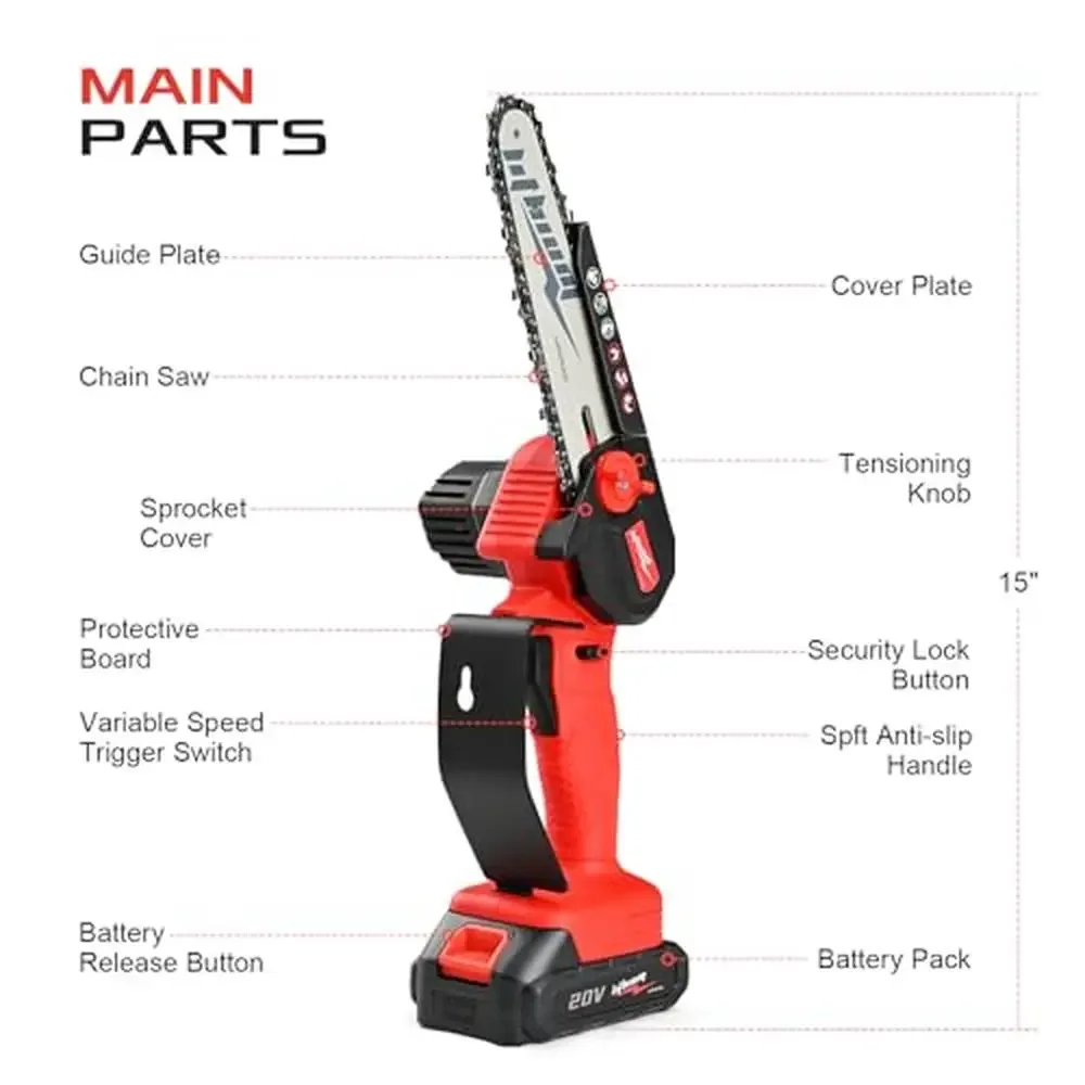 Portable Electric Chainsaw 6 Inch Cordless Handheld Chain Saw Wood Cutting