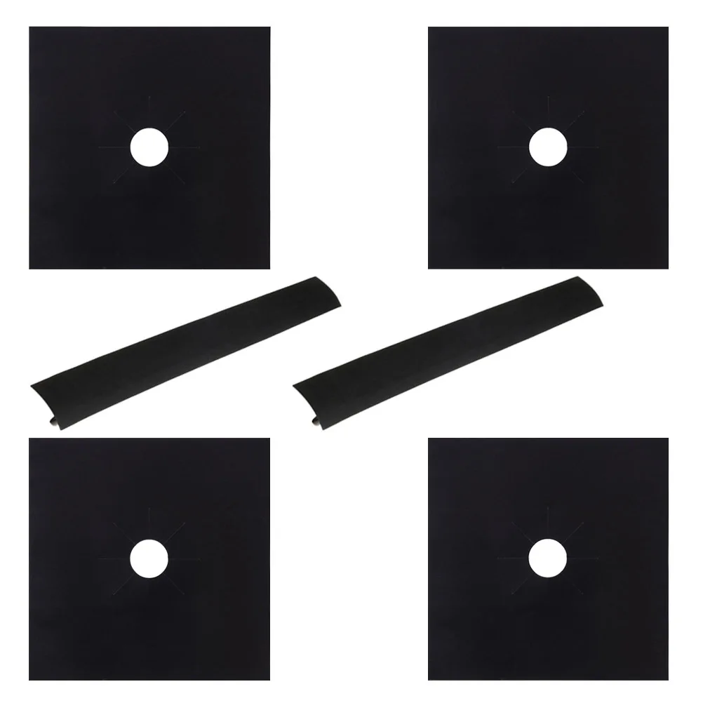 

4Pcs Gas Hob Protector Heavy Duty Non-Stick Oven Liner Reusable Sheets with Anti-Fouling Strips for Gas Stove Oven Liner