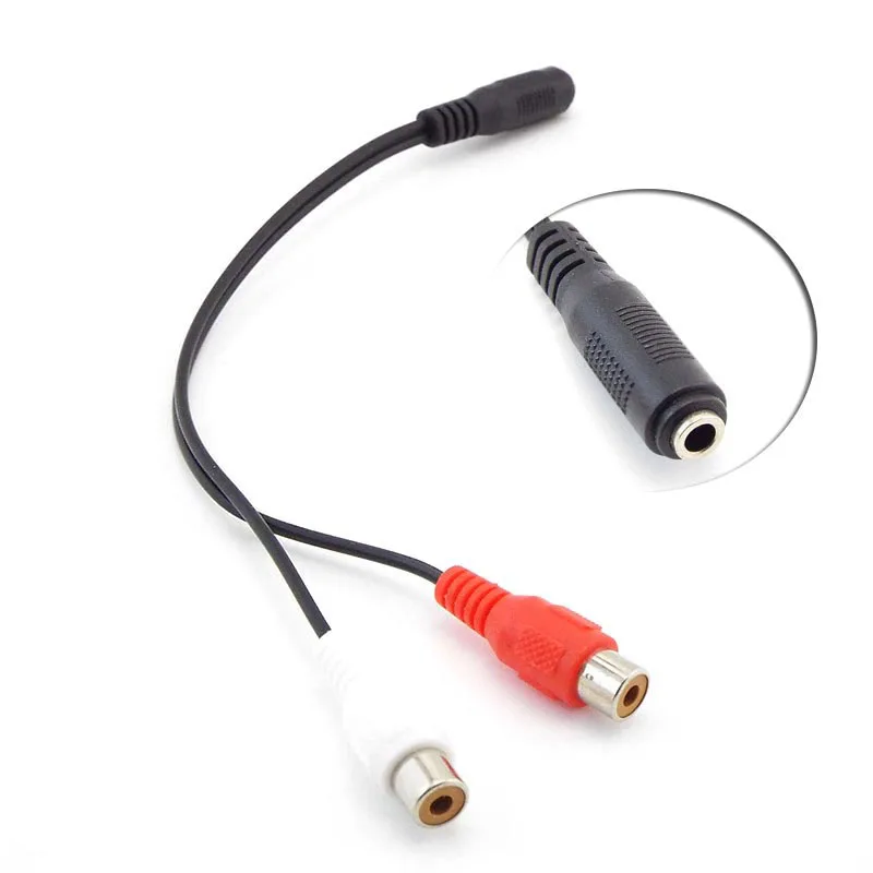 Uniwersalny 3.5mm Stereo Audio kobieta złącze Jack do 2 RCA żeńskie gniazdo do słuchawek, 3.5 Y kabel Adapter C1