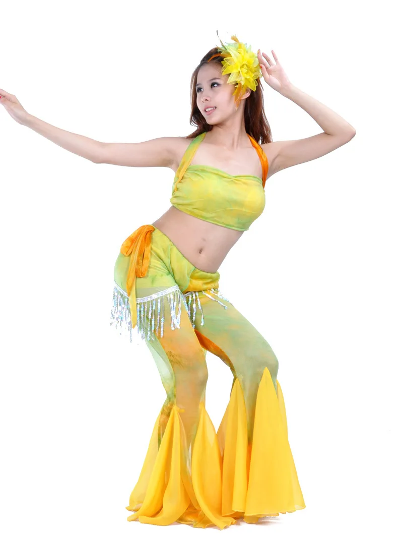 Tie-Dye Tassel Pants Set Belly Dance Costume Practice Dream Set Dance Accessories Stage Performance Dance Prop Sexy