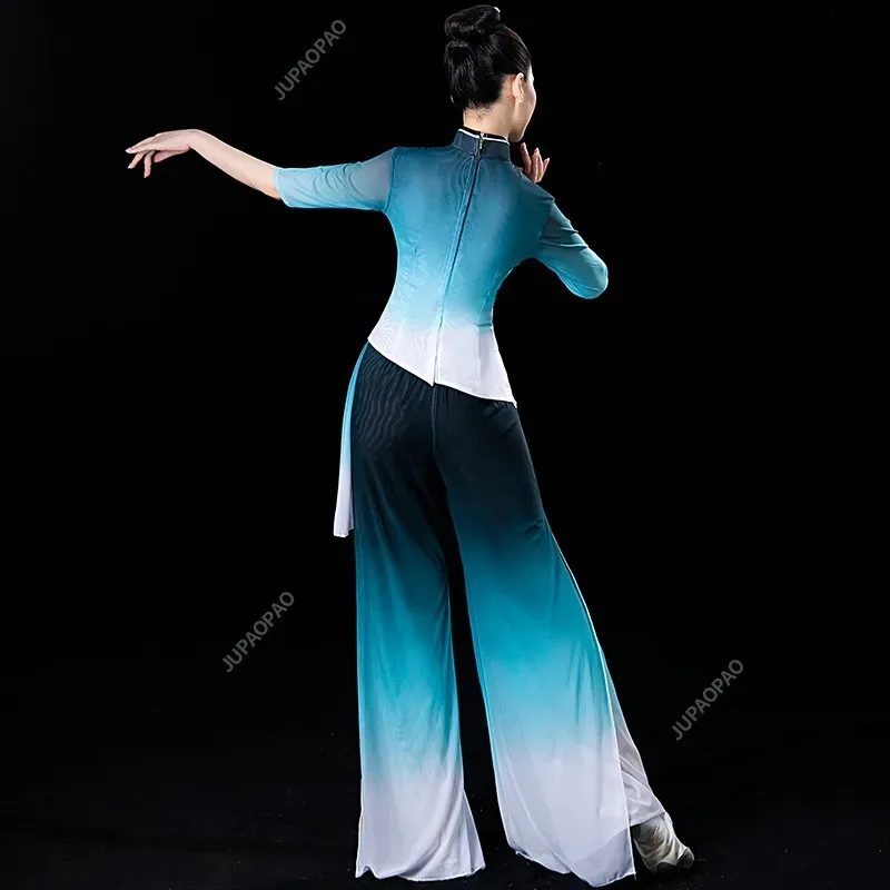 Classical Dance Performance Attire Elegant Chinese Style Solo Dance Fan Dance Modern Yangko Costume Set Performance Attire