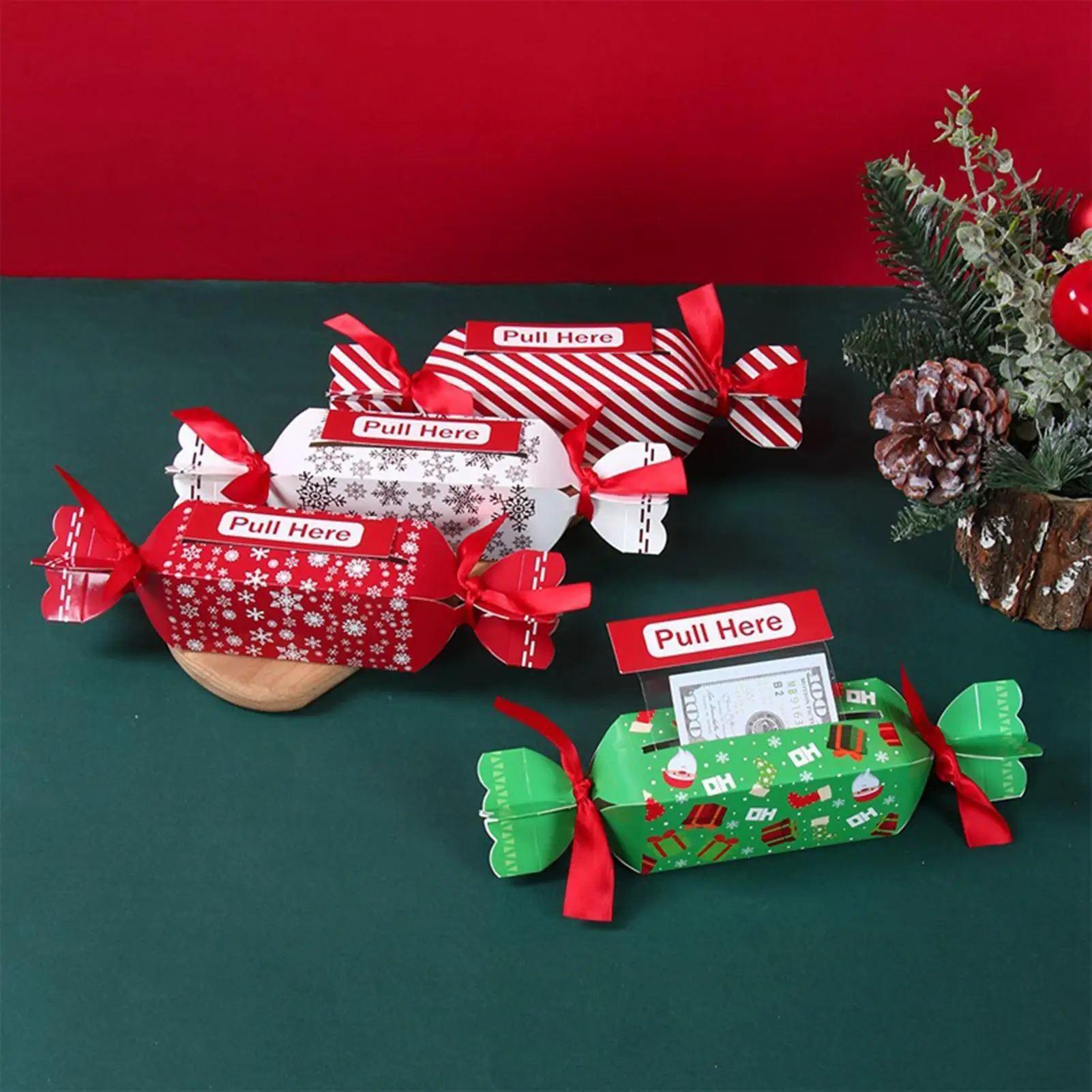 Christmas Money Boxes Party Candy Shaped Pull-Out Drawer Christmas Money Holders For Cash For Birthday Holiday Halloween Easter