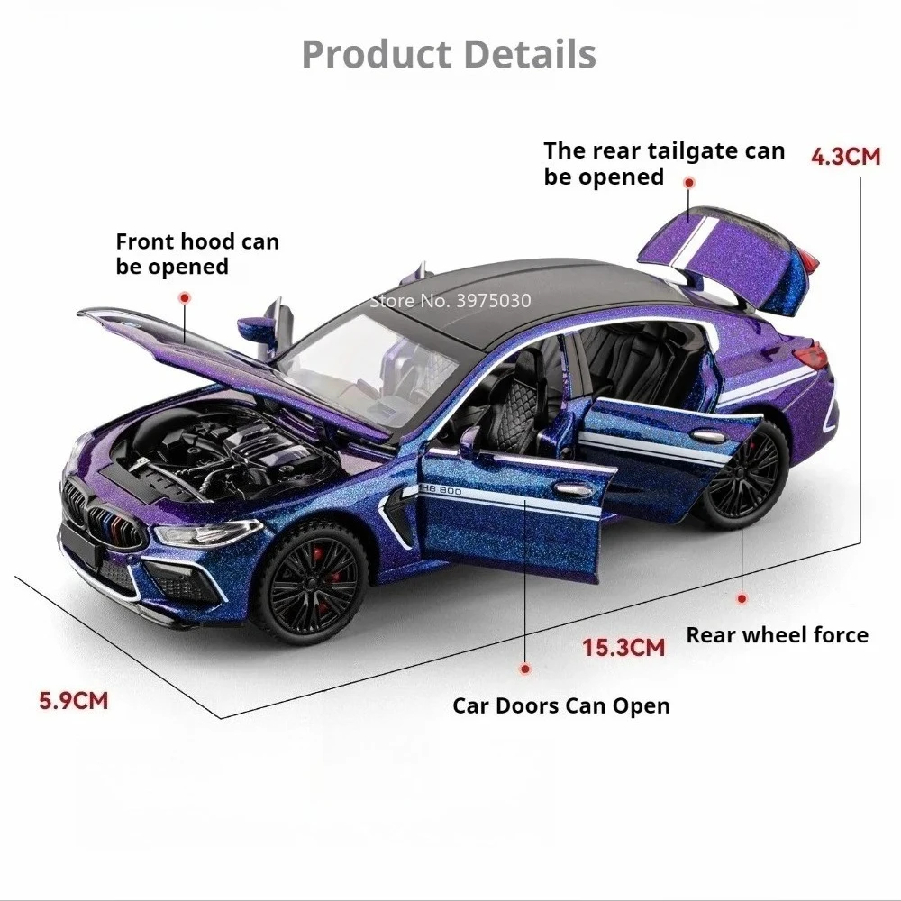 1:32 Scale M8 M4 Models Cars Alloy Diecasting Toys Doors Opened Pull Back Miniature Vehicles Model Office Table Ornament view 2