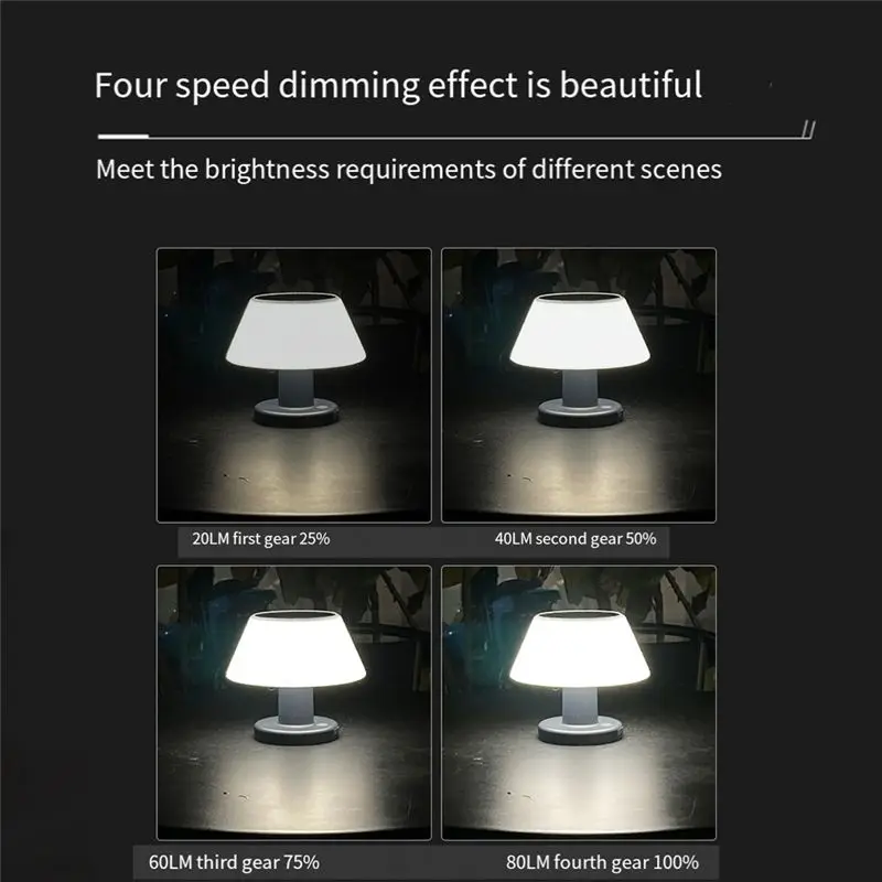 AA81-Outdoor Solar Table Lamp Waterproof Garden Indoor Desk Solar Read Lamp Dimmable Cordless Night Light Durable