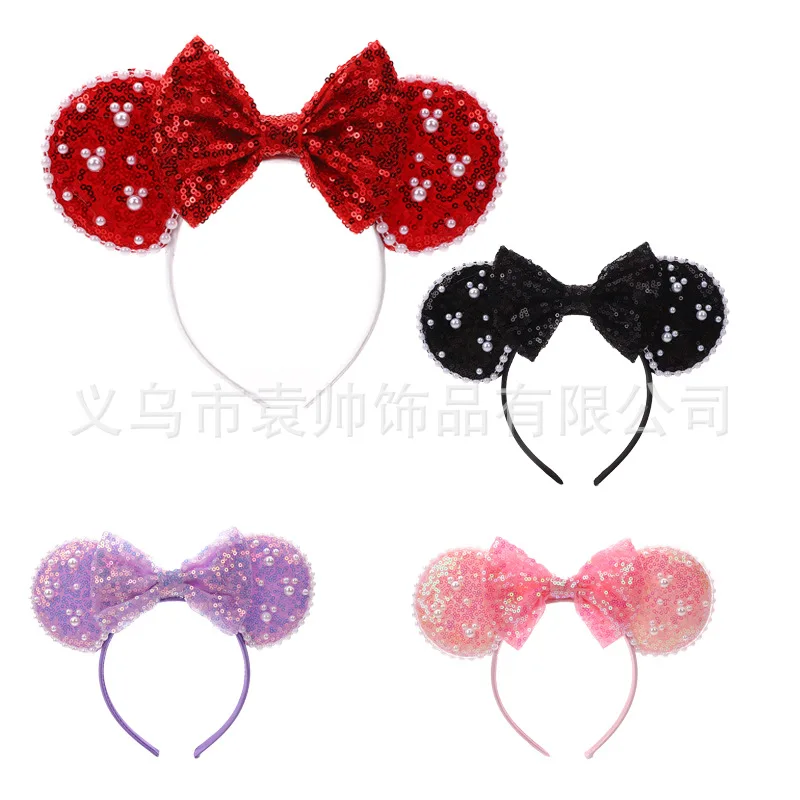 

Новая повязка на голову с Микки Маусом Disney Kawaii, аксессуар для волос в западном стиле, заколка для волос унисекс, подарок на вечеринку и праздник