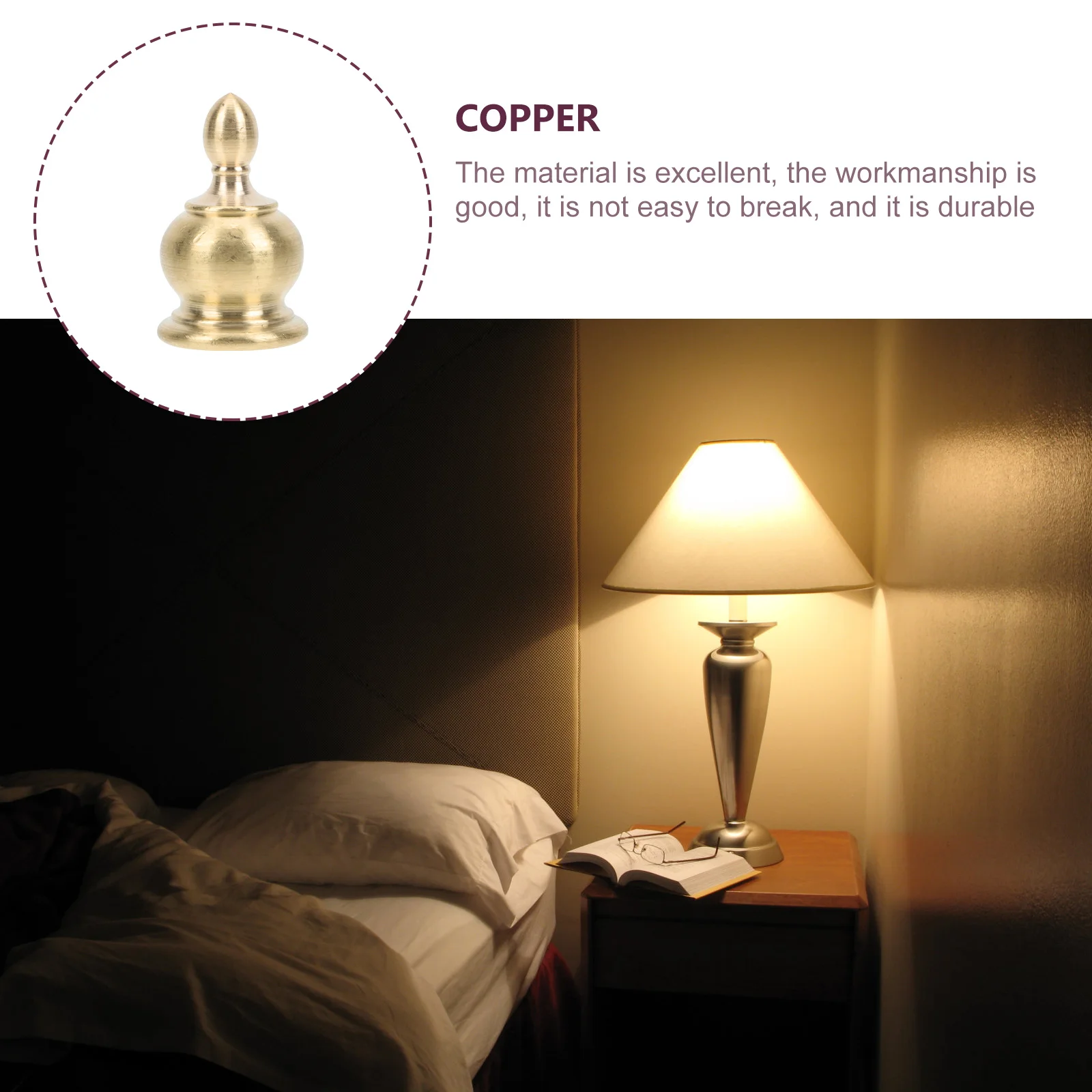 

Copper Lamp Finials Polished Base for Table Floor Lamps Decorative Nut Crown Screw Cover Lampshade Accessories