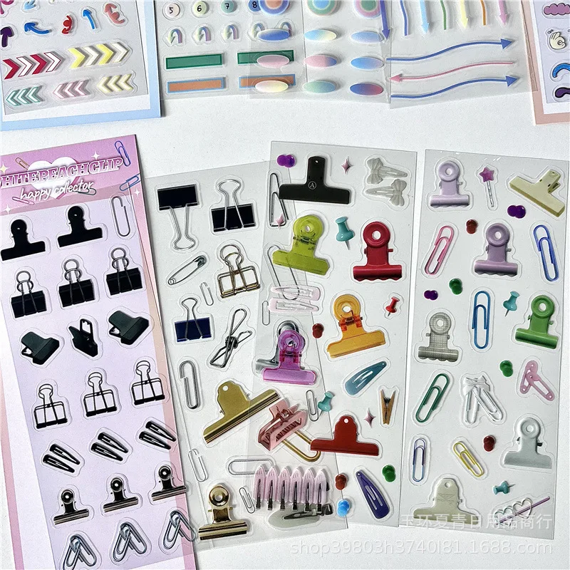 1 Pc Creative Cute Pattern Sticker Korean Style PET Sticker DIY Scrapbooking Journaling Planner Diary Collage Material Sticker