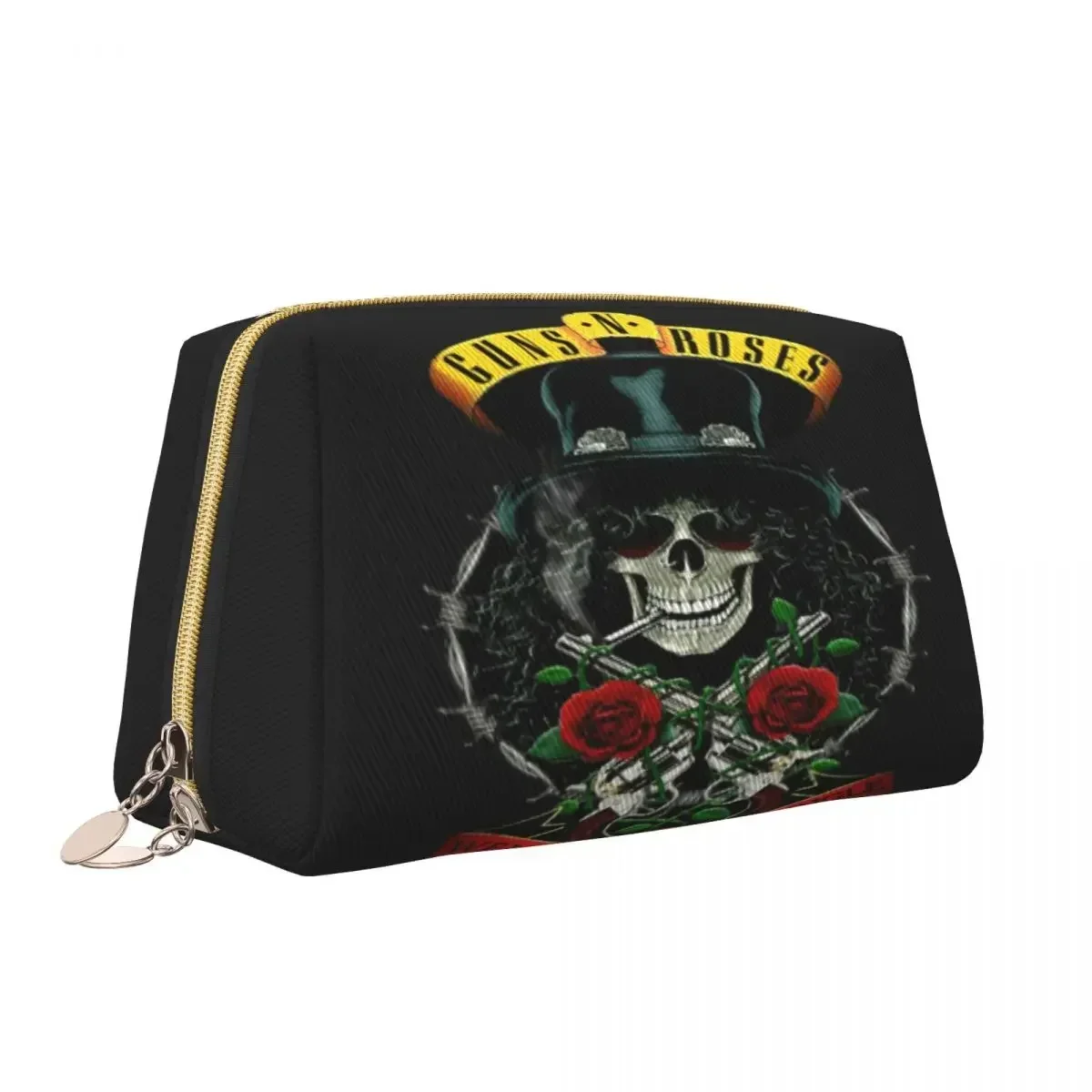 Bolsa de aseo pesada personalizada con logotipo Guns N Rose para mujer, organizador de maquillaje y cosméticos, Kit de almacenamiento de belleza, estuche Dopp