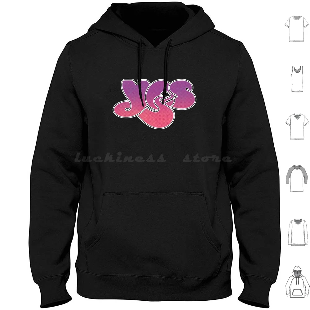 Yes Logo Hoodie Cotton Long Sleeve Logo Symphonic Progressive 70s Jon Anderson Chris Squire Peter Banks Bill Rick Wakeman