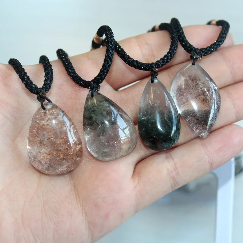 

Mineraali Natural Green Ghost Phantom Quartz Necklace Energy Crystal Stone Irregular Water Drop Gemstones Pendants Woman Jewelry