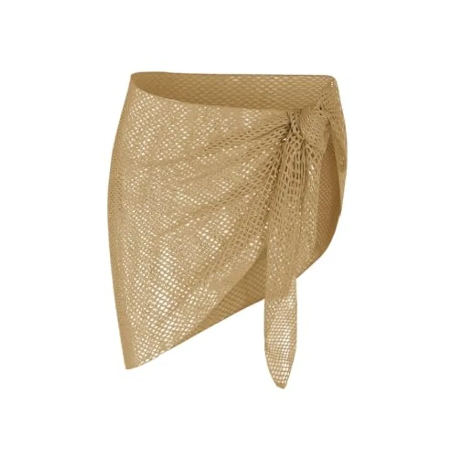 

Пляжная мини-юбка-накидка ZAFUL для женщин, прозрачная, сетчатая, с завязками, для отпуска на пляже