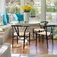 Alden Design Mid- Metal Dining Chairs With Woven Seat, Set Of 2, Black