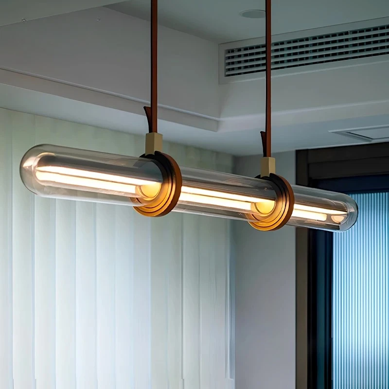 2026 Modern Minimalist Leather Glass Designer Luxury Long Pendant Light Led For Dining Room Bar Kitchen Home Decor Lamparas Lust