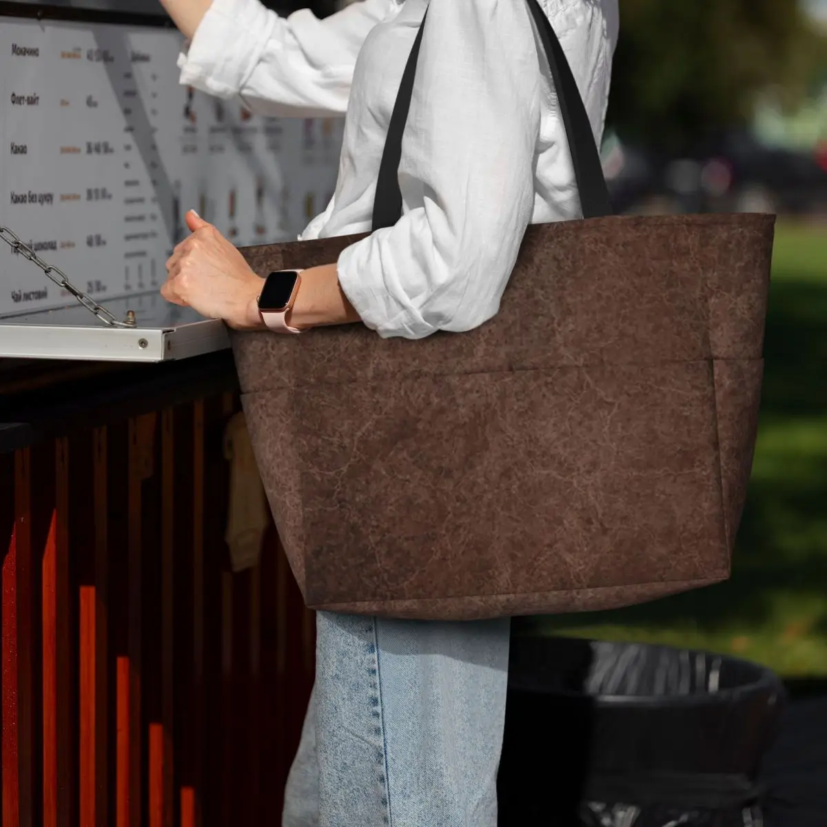 Brown Leather Vintage Textures Pattern Beach Tote Bag Sport Gym Yoga Duffle Large Tote Bag Women Travel Bag Fitness bag