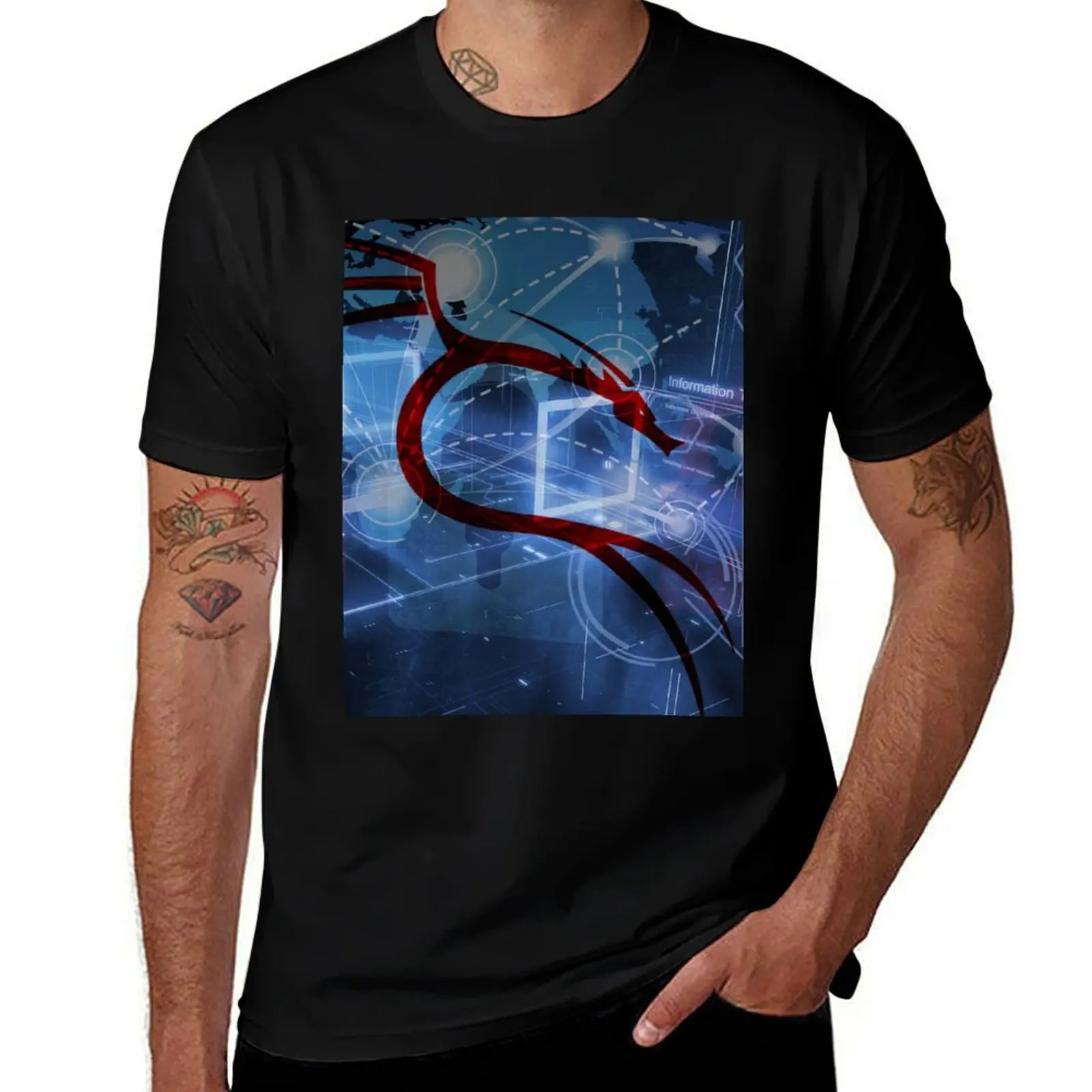 kali Linux, hacker T-Shirt Retro Style Print Casual Top T-Shirt