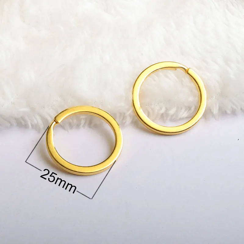 100Pcs/Lot 25 28 30 32 35mm Gold Round Key Ring Llaveros Clasp Findings Key Chain Split Ring Plated Key Ring For Jewelry Making