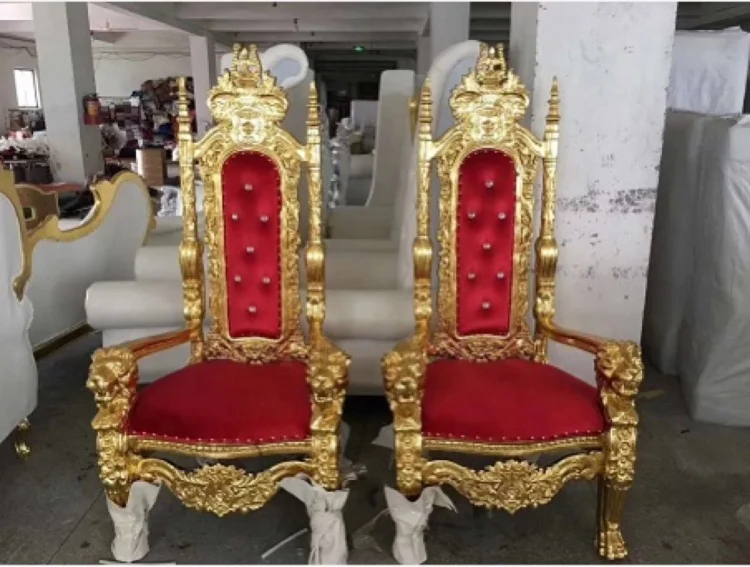 Wholesale Africa Banquet Party Hotel Luxury Cheap Royal Sofa King Throne Solid Wood Wedding Chair for Groom and Bride