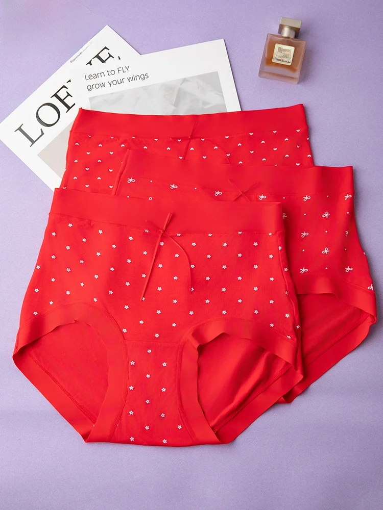 Phantom 3 Pack 10A Cotton Crotch Women's Underwear Marriage Red Large Size Pants Chinese Zodiac Year Briefs