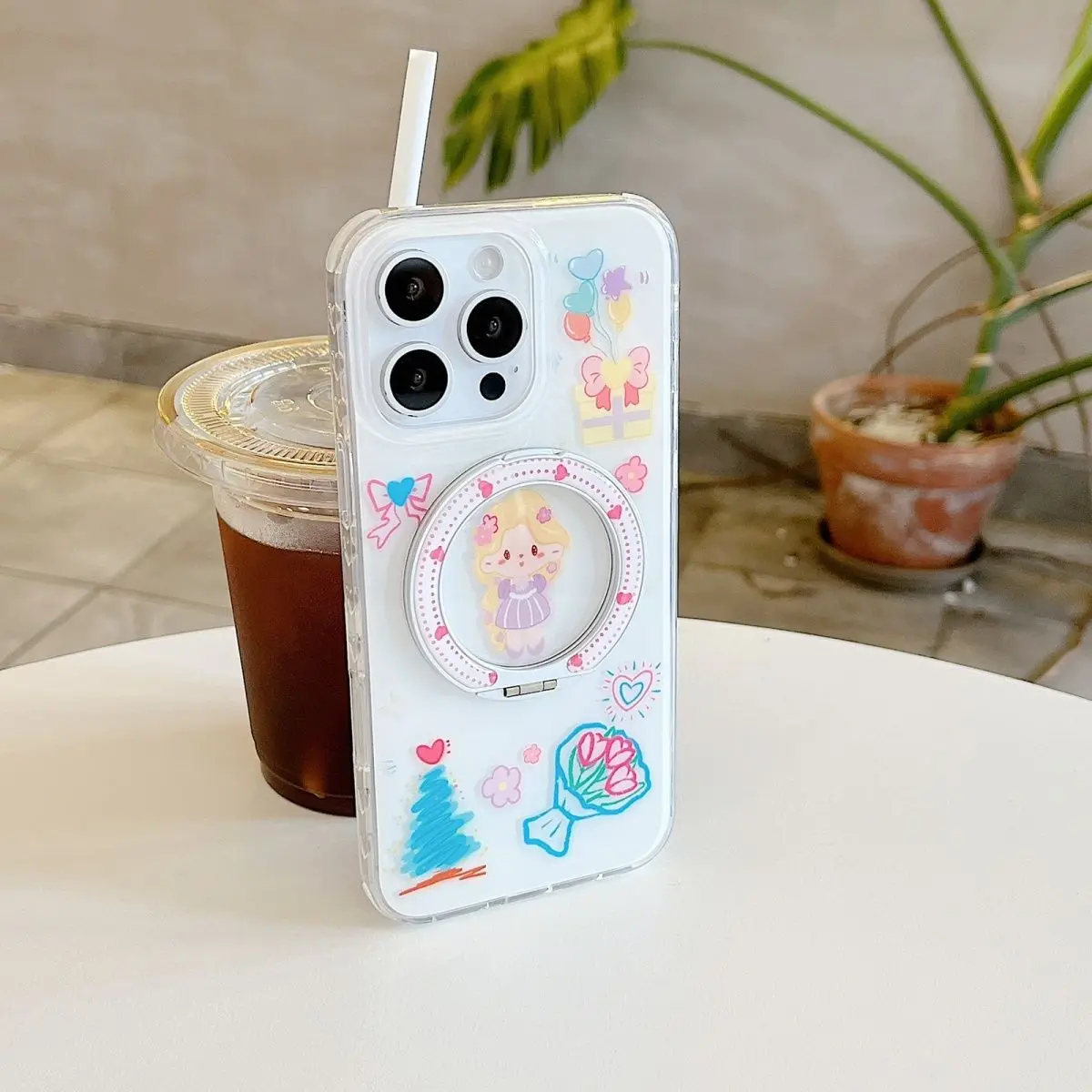 INS الكرتون لطيف الأرجواني فستان فتاة صغيرة بالتنقيط الغراء محور نقطة جراب هاتف آيفون 17 برو ماكس 14 15 16 برو ماكس مكافحة سقوط غطاء #5