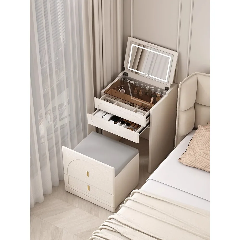 Japanese-style white dresser, jewelry cabinet, makeup storage integrated cabinet with mirror, front bedside makeup cabinet saves