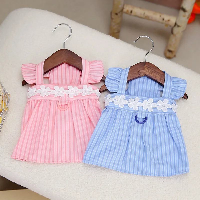 Pet Dog Clothing Pet Clothing Spring/Summer Bixiong Teddy Pet Princess Skirt 24 Vertical Bar Doll Skirt