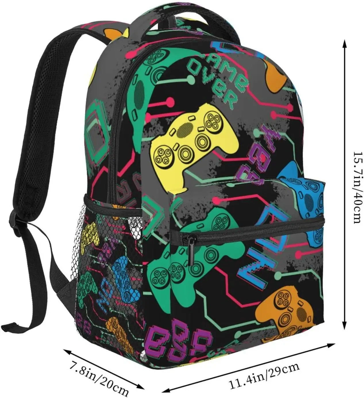 Colorful Game Backpack School Bag For Students Men Women Gamer Gamepad Laptop Backpacks Travel Daypack Bag With Multiple Pockets