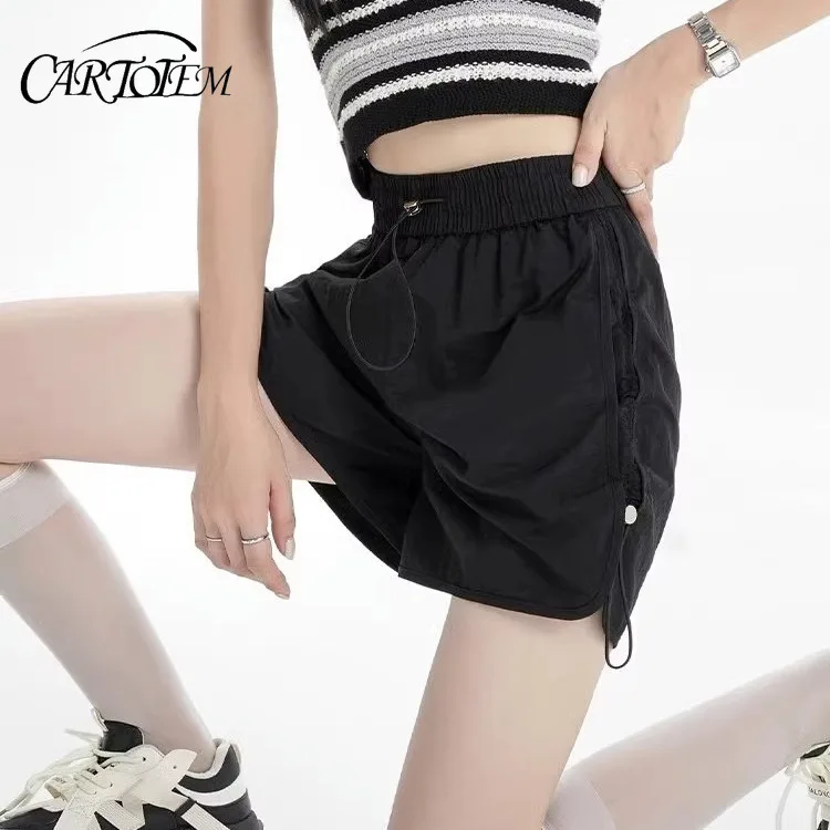 ハイウエストルーズカジュアル速乾性ワークショーツ女性用多用途痩身ワイドレッグパンツホットパンツ