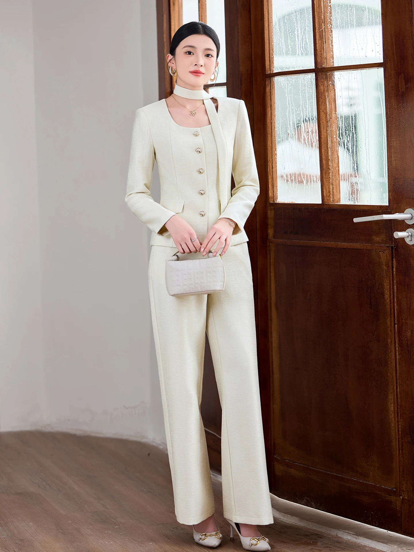 

AIyssa Модные профессиональные женские брюки-двойки + пиджак, изысканный элегантный стиль, осень-зима 2021, новый стиль