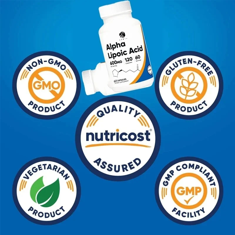 Alpha lipoic acid 600mg per serving, 60 capsules, 30 servings - plant-based capsules, non genetically modified