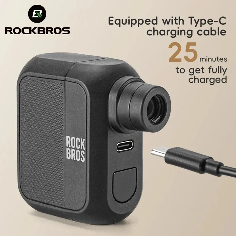 

ROCKBROS 100PSI Electric Bike Air Pump Type-C Charging Mini Portable Bicycle Pump Air Rechargeable Tire Inflator Bike Pump