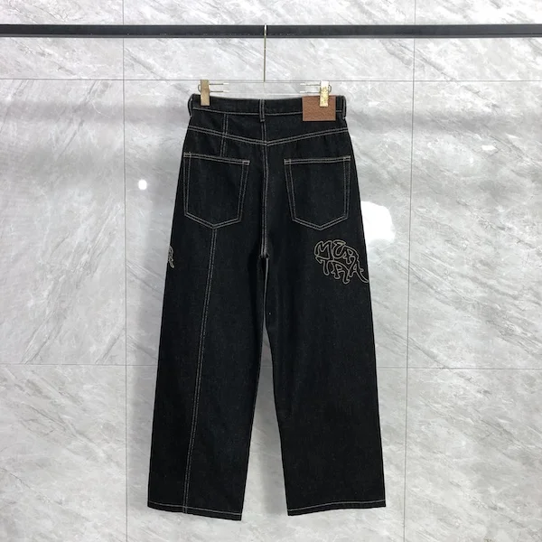 

Mertra American-style Street Embroidered Letter-washed Patchwork Jeans High Street Men's Women's Straight-leg Trousers