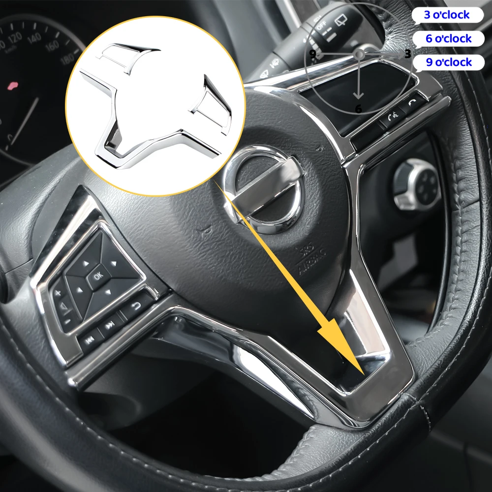 Car Steering Wheel Panel Knob Cover Trim Sticker for Nissan Xtrail T32 Rogue Note Qashqai J11 Versa Juke Micra Kicks Leaf Sentra