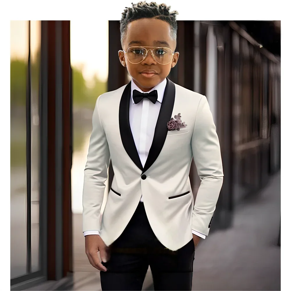 

Boys Wedding Tuxedo Kids Suit Custom Jacket Pants 2 Pcs Formal Party Clothes Teen Festival Blazer Costume