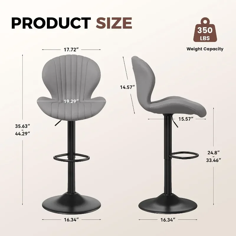 Nalupatio Bar Stools Adjustable Upholstered Swivel Bar Chairs Modern Counter Height Barstools with High Backrest for Kitchen view 2