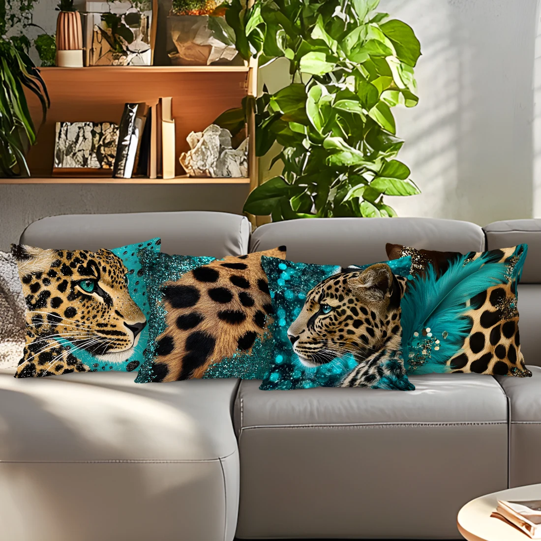 Bohemian Leopard Cushion Pillowcase Printed Polyester 45x45cm Throw Pillowcover Decorative Sofa Cushion Pillowslip Home Decor