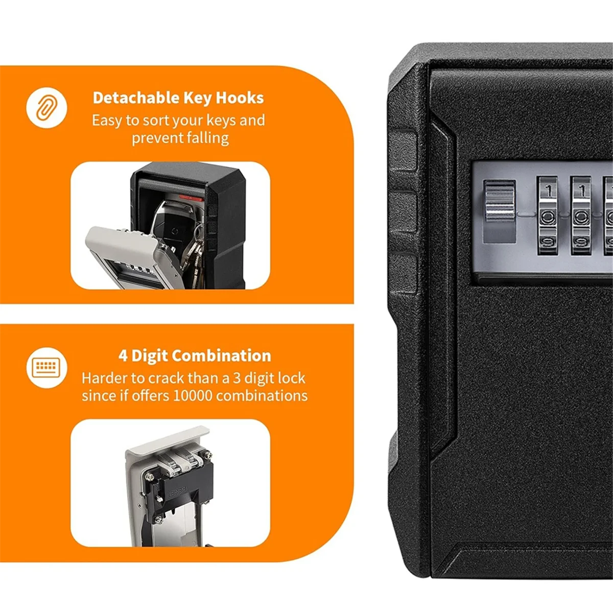 

Metal Password Key Box Wall Mounted 4 Digits Password Storage Box Waterproof Anti Theft Safe Lock Large Capacity KeyboxJADD